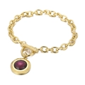 Bracelet chaîne dorée avec pendentif en pierre violette et fermoir à bascule OT chic - Style Chaîne Dorée Strass Pourpre (KB162169-Z)