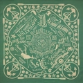 Green cotton bandana featuring retro nautical print with anchors, whales, and shells - Standard Bandana / Green