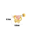 Pink heart-shaped zircon ear stud in gold finish with 0.7cm by 0.8cm dimensions - Pink Heart Planet (2#) / Gold Yellow