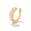 Golden ear cuff with rectangular cubic zirconia inlay for minimalist styling - EGJ0144 Gold