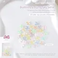 Macro view of iridescent resin butterfly nail charms with shimmering aurora starry finish - Butterfly (SP-3967)