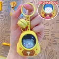 Light-up cartoon bear keychain in bright yellow with bell and metal hook accessory - Starry Cat Backpack-Yellow