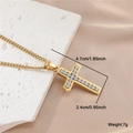 Détails du collier croix en acier doré avec dimensions de 4,7 cm et un poids de 7 g - Pendentif uniquement / CN04203 / Or