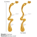 Boucles d'oreilles abstraites dorées en acier inoxydable mesurant 52,4mm sur 13,7mm - Doré