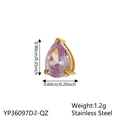 Purple teardrop cubic zirconia pendant in gold stainless steel setting for jewelry making - February Light Purple
