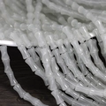 Bamboo shaped white glazed beads for DIY jewelry making in polished jade-like finish - 6x12mm Ice Grey (1Pc)