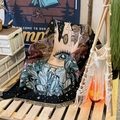 Bohemian picnic blanket with mystical eye and mushroom patterns and fringe trim - XT2022-8 Magic Hand Eye Crystal