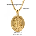 Dimensioni dettagliate del ciondolo a rilievo Gesù dorato con catena lunga 55cm - Oro (N05672G)