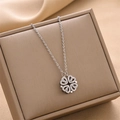 Collier trèfle à quatre feuilles magnétique en argent pour femme avec zircons brillants - 8856-Argent