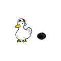 Cartoon white duck enamel pin with colorful baseball cap and rubber butterfly clutch - Duck With Hat