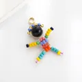 Handmade colorful beaded doll pendant with gold lobster clasp for jewelry making - Black