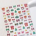 Stickers à ongles 3D de Noël avec nœuds rouges et motifs de sapins verts en relief - TS-3884 Noeud de Noël-5D Relief