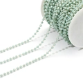 DIY jewelry chain featuring 3.5mm light green faceted crystal beads with golden wire - Light Green/3mm/05