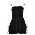 Robe bustier noire courte avec ourlet à volants et corsage froncé sur mannequin - S / Noir