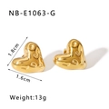 Golden heart-shaped stainless steel earrings with 1.8cm x 1.6cm size dimensions - Heart Style-Gold (NB-E1063-G)