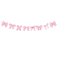 Detail of pink satin ribbon banner with decorative bows for birthday party decorations - Bow Banner / Pink
