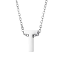 Short silver stainless steel necklace featuring a polished uppercase letter T pendant - Letter T Style (KN233984-Z)