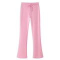 Detail of light pink wide-leg drawstring pants in lightweight breathable woven fabric - S / Pants / Pink