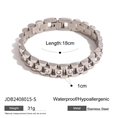 Bracciale a maglie in acciaio inossidabile impermeabile con strass scintillanti - Stile Argento (JDB2408015-S)