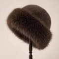 Plush faux fur bucket hat in deep dark brown finish for winter warmth and luxury style - Coffee (Faux Fur Mongol)