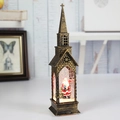 Vintage bronze Christmas lantern with Santa Claus figurine and warm LED lighting decoration - Church Water Filled Santa Claus