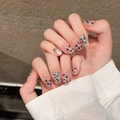 Handgefertigte Leoparden-Katzenaugen-Nägel mit Silberglitzer und luxuriösen Strasssteinen - Extra Klein (XS) / Extra Kurz Sarg