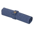 Custodia cilindrica per orologi in tela blu con chiusura a bottone a pressione in bronzo - 5 Slot / Blu