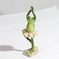 Green yoga frog resin figurine with a beige pleated skirt for shelf decoration - Ballet Frog B233