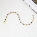 Gold stainless steel bracelet with minimalist black enamel heart charms and lobster clasp - 3# Black