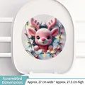 3D Christmas reindeer toilet sticker featuring a cute pink deer with festive lights - Christmas Badge 08-Pink Reindeer