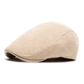 Κλασικό μπεζ κοτλέ ανδρικό καπέλο flat cap με ρετρό υφή και ρυθμιζόμενο λουράκι - Ρυθμιζόμενο (56-61cm) / Μπεζ