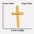 Size specifications of the 18K gold plated stainless steel cross pendant with 11 round bases - Gold