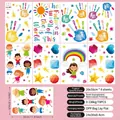 Bunte motivierende Regenbogen Wandsticker mit UV-Druck und Cartoon Handabdrücken 8er Set - Kinder Regenbogen / 20*30cm 8 Blatt