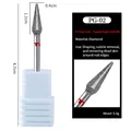 Flame-shaped PG-02 diamond nail drill bit with red ring for cuticle removal - PG-02 Fine-Torch Shape