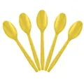 Set of five vibrant yellow plastic spoons for bee themed children birthday party - Yellow Plastic Spoons 10PCS