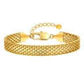 Minimalist gold-finished mesh woven chain bracelet with lobster clasp and extension chain - Gold-Width 8mm Length 17+3cm