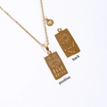 Gold plated stainless steel Aries zodiac necklace with double sided square pendant - Aries / Gold
