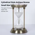 Small cylindrical vintage bronze hourglass with white sand for desk decor 15-minute timer - Cylindrical Three-Column Small - 15 Minutes