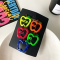 Glow-in-the-dark fruit-shaped BB hair clips set with five colorful apple designs - Yellow-Green Apple