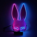 Glow-in-the-dark LED bunny mask with pink and ice blue EL wires for Halloween party cosplay - Glowing Pink + Ice Blue