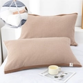 Brown checkered cotton pillowcase with soft texture and high-rebound support insert - With Straps/1 Piece / Coffee Union Jack Grid