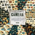 6x6 inch retro camera pattern scrapbook paper pad with 12 vintage designs and 24 sheets - 22029a 24 Sheets