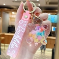 Pink creative turtle keychain with colorful beads inside and pink silicone strap - Turtle Color Bead - Multicolor