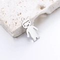 Polished silver stainless steel boy silhouette pendant for DIY jewelry making - Steel Color Boy