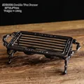 Chauffe-thé en fonte avec sculpture vintage élégante et finition en bronze antique - Réchaud Carré Double 6695