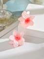 Detail of translucent pink gradient flower hair claw clip with strong metal spring - Watermelon Red (Single Piece)