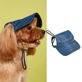 Quilted navy blue pet sun hat with adjustable strap for dogs and outdoor sun protection - Navy Solid