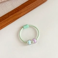 Elastic candy color hair tie with green, blue, and purple decorative beads for girls - Green