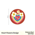 Tappetino assorbente in fango di diatomee con cuori e fiori e Favored by Luck 19.5cm - Rotondo 19.5cm / Fiori del Cuore