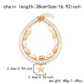 Detailansicht der Muschel-Halskette mit 38+5cm Länge und 48g Gewichtsangaben - Weiße mehrlagige Halskette